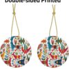 Christmas Ceramic Round Pendant Decoration for Shopping Malls Supermarkets Stores Homes Mexican Otomi Animals Prints