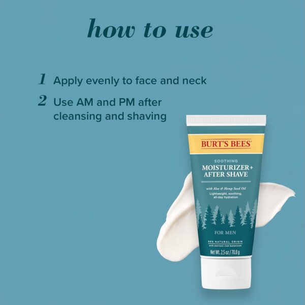 Burt’s Bees Soothing Moisturizer + After Shave with Aloe & Hemp, For Men, 2.5 Ounces