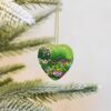 Christmas Ceramic Heart Pendant Decoration for Tree Hanging in Festive Season Flowers and Plants Prints