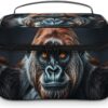 A Gorilla Makeup Bag, Cosmetic Organizer Case Large Portable Capacity Make Up Bags Women Travel Toiletry Bags with Handle And Divider
