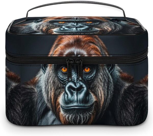 A Gorilla Makeup Bag, Cosmetic Organizer Case Large Portable Capacity Make Up Bags Women Travel Toiletry Bags with Handle And Divider