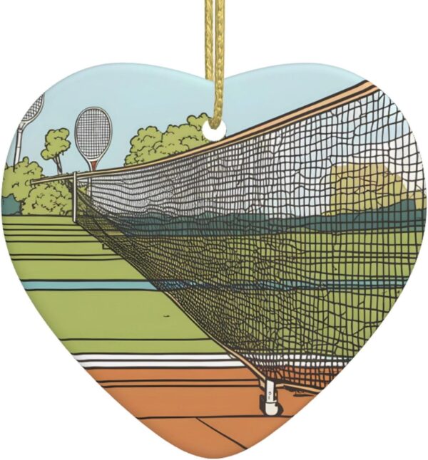 Christmas Ceramic Heart Pendant Decoration for Tree Hanging in Festive Season Tennis Prints