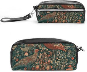 Animals And Trees Pencil Case Large Capacity Leather Pencil Pouch with Zipper, Portable Small Makeup Bag, Office Supplies Organizer for Women Men
