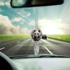 Panda Animal Hanging Car Charm Angel Wings Rear View Mirror Accessories, Handmade Car Hanging Ornament Pendant Interior, Cars Decorations, Personalized Rearview Mirror Accessories-Silver