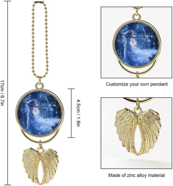 Zodiac Sagittarius Woman Car Rear View Mirror Pendant Car Charm Ornament Hanging Decoration Accessories for All Cars Golden-Style