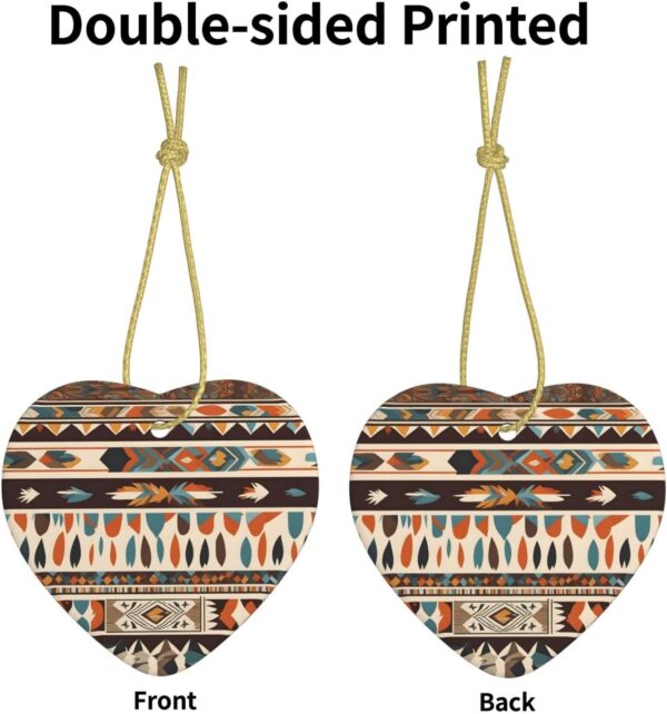 Christmas Ceramic Heart Pendant Decoration for Tree Hanging in Festive Season Native American Beliefs Prints