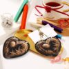 Christmas Ceramic Heart Pendant Decoration for Tree Hanging in Festive Season Wood Heart Prints