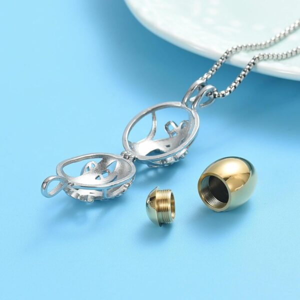 Customized Memorial Cremation Hollow Urn Pendant for Pet Dog Ashes Stainless Steel Woman's Keepsake Jewelry-B