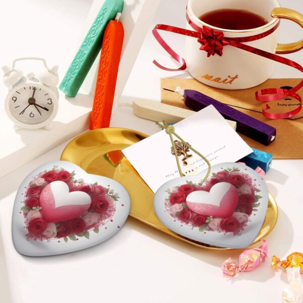 Christmas Ceramic Heart Pendant Decoration for Tree Hanging in Festive Season Romantic Heart Prints