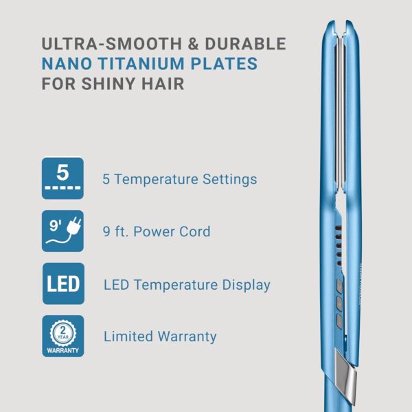 BabylissPRO Nano Titanium Ultra-Sleek Hair Straightener, Flat Iron for All Hair Types