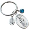 Catholic Keychain St Dymphna Medal Birthstone Saint Medal