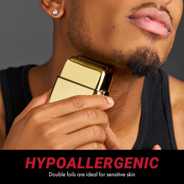 BaBylissPRO METALFX Double Foil Shaver, Handheld Electric Razor for Travel, Portable Cordless Close Face Shaver for Head, Beard, & Neck