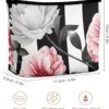 Black White Striped Flowers Makeup Bag for Women Portable Travel Toiletry Pouch, PU Leather Cosmetic Bag with Zipper
