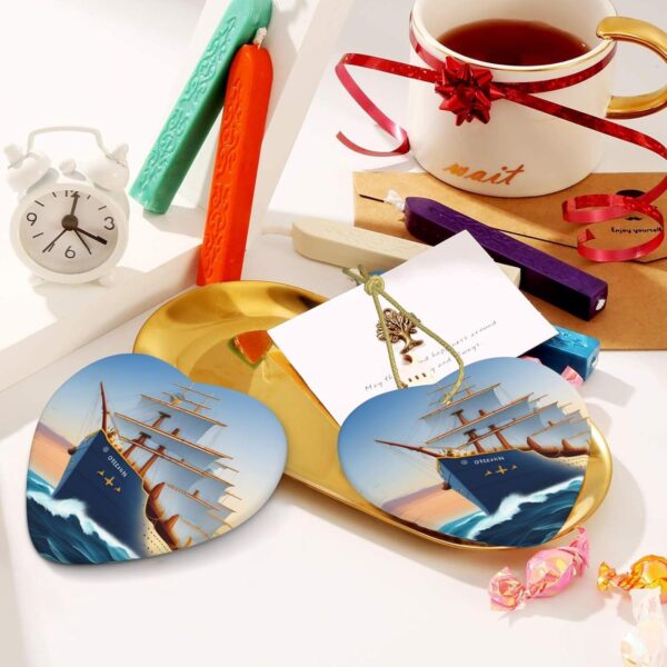 Christmas Ceramic Heart Pendant Decoration for Tree Hanging in Festive Season Ship Ocean Prints