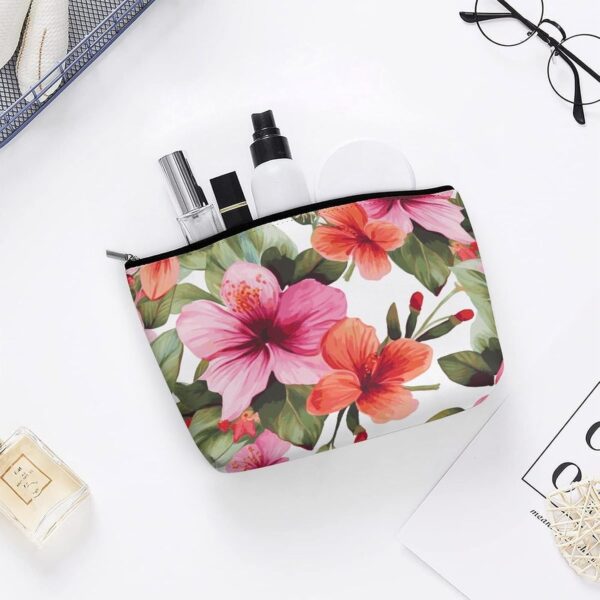 Toiletry Bag for Women Hawaiian Flower Print Cosmetic Bag Portable Capacity Travel Makeup Bags with Zipper Lightweight Cute Beauty Makeup Organizer for Traveling, Accessories, Essentials