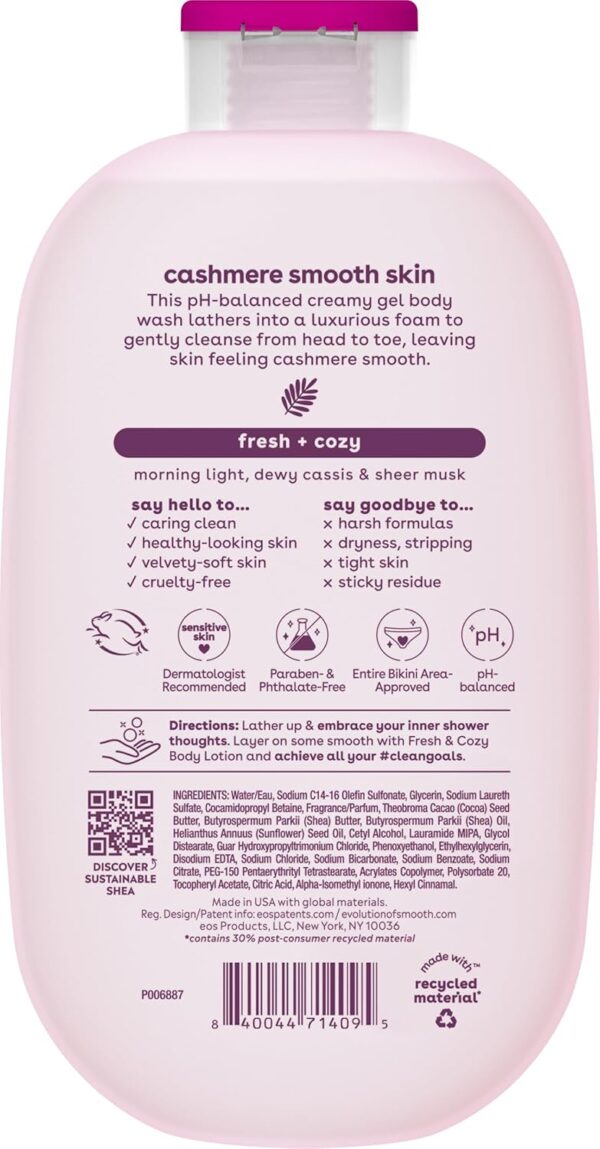 71QxwEjmQKL._SL1500_.jpg eos Shea Better Cashmere Body Wash, Fresh & Cozy, Moisturizing, pH Balanced Body Wash, Creamy Gel Formula, Paraben & Phthalate Free, Sensitive Skin, 16 fl oz