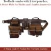 Style n Craft 4-Piece and 22-Pocket Pro Framer’s Combo, Tool Belt with 2 Tool Pouches, a 4-Pocket Multi-Tool Holder, and 1 Leather Hammer Loop, Full-Grain Leather Carpenter Tool Belt, Dark Tan (98454)