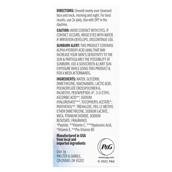 Olay Super Serum Trial Size - Niacinamide, Vitamin C & E, Collagen Peptide, AHA - 5-in-1 Skin Care Benefits - Healthy Glow, Brightening, Hydrating, Smoothing, Firming, Evens Tone, Anti-Aging, 0.4 Oz