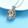 Customized Memorial Cremation Hollow Urn Pendant for Pet Dog Ashes Stainless Steel Woman's Keepsake Jewelry-B