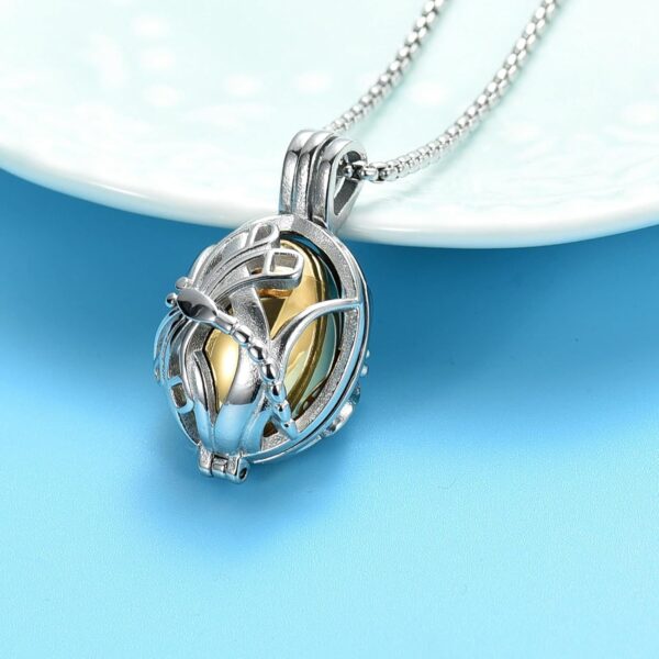 Customized Memorial Cremation Hollow Urn Pendant for Pet Dog Ashes Stainless Steel Woman's Keepsake Jewelry-B