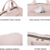 BAGSMART Toiletry Bag Travel Bag with Hanging Hook, Water-resistant Makeup Cosmetic Bag Travel Organizer for Accessories, Shampoo, Full-size Container, Toiletries (Baby Pink, Medium)