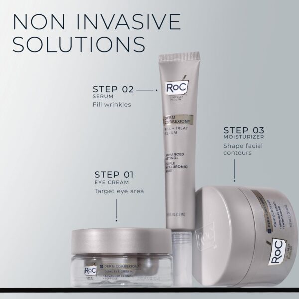 RoC Derm Correxion Dual Eye Cream with Advanced Retinol + Peptides for Puffy Eyes and Dark Circles, (.68 oz) with Retinol Eye Cream Packette