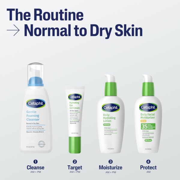 Cetaphil Oil Free Gentle Foaming Cleanser For Dry to Normal, Sensitive Skin, 8oz Pack of 2, Made with Glycerin and Vitamins B5 and E, Dermatologist Tested, Hypoallergenic, Soap and Fragrance Free