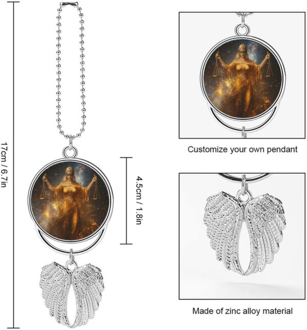 Zodiac Sign Women Car Rear View Mirror Pendant Car Charm Ornament Hanging Decoration Accessories for All Cars Silver-Style