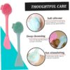Silicone Face Scrubber, 2PCS Silicone Face Scrubber, 6.3 Inch Double Head Pore Cleansing Brush, Wash Brush for DIY Mud, Clay, Charcoal Mixed Mask, Gentle Exfoliating, Removing Blackhead