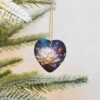 Christmas Ceramic Heart Pendant Decoration for Tree Hanging in Festive Season Flower Diamond Painting Prints