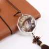 Animal Basket Cat Car Pendant Crystal Car Rearview Mirror Charms Hanging Ornaments Hexagon