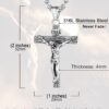 U7 Men Crucifix Cross Pendant with Chain Baptism Christian Jewelry Stainless Steel/18K Gold Antique Jesus Necklace, Gift Packed,Length 22"
