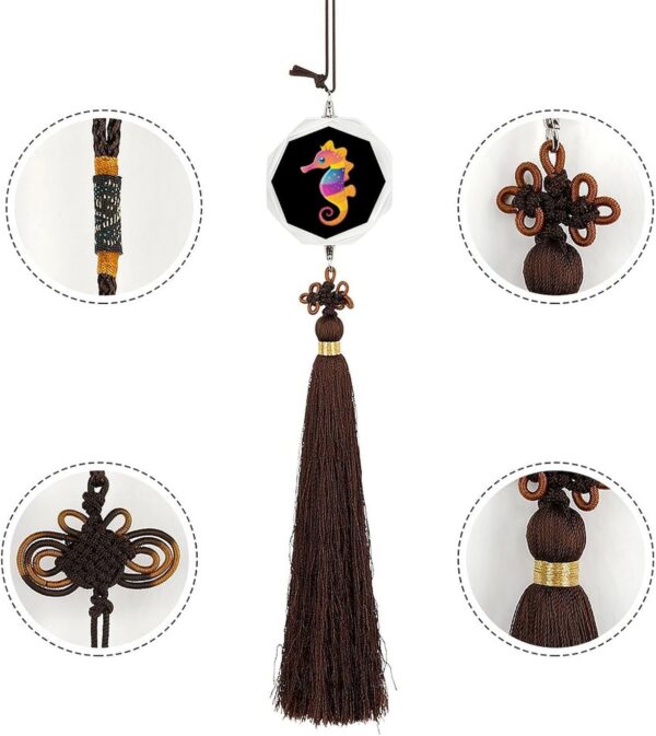 Seahorse Ocean Animal Colorful Car Pendant Crystal Car Rearview Mirror Charms Hanging Ornaments Hexagon