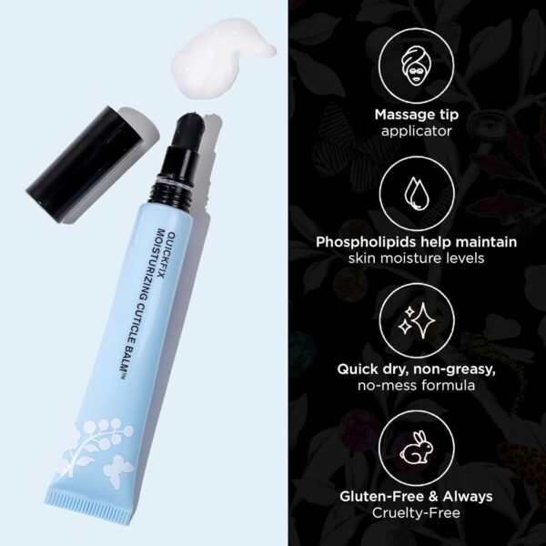 butter LONDON QuickFix Moisturizing Cuticle Balm - Cuticle Cream with Massage Tip Applicator Conditions & Hydrates Dry Cuticles & Skin - Gluten Free Cuticle Care Products Enriched with Vitamin E