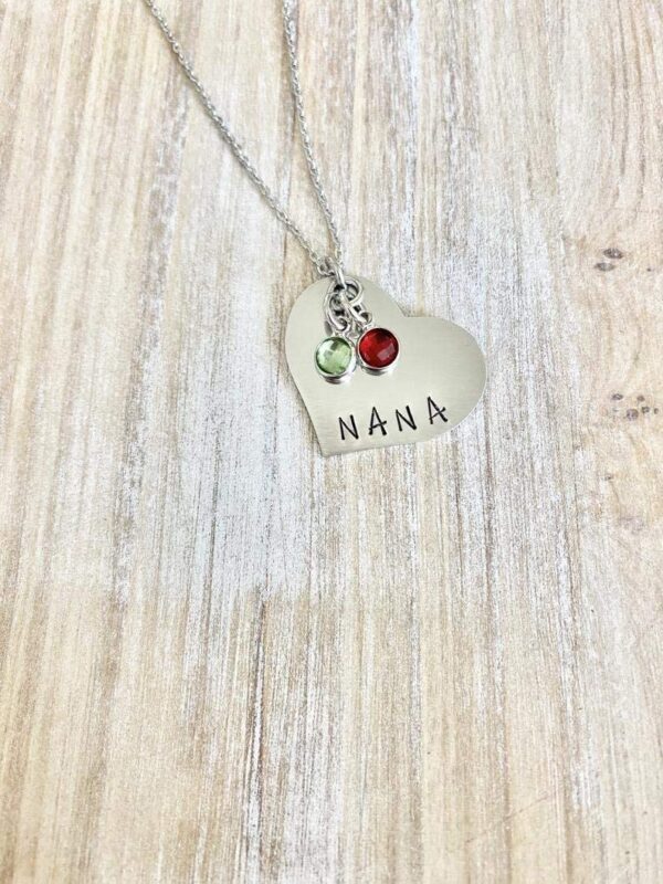 Nana Necklace Grandchild Necklace Personalized Necklace Personalized Jewelry Handstamped Necklace Birthstone Necklace Mothers Day Gift