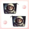 Linen Makeup Bag For Women, Waterproof Travel Cosmetic Organizer Lightweight Zipper Travel Toiletry Bag Organizer Animal Cat Astronaut Makeup Brushes Storage Bag