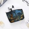 Fireflies Makeup Bag for Women Portable Travel Toiletry Pouch, PU Leather Cosmetic Bag with Zipper