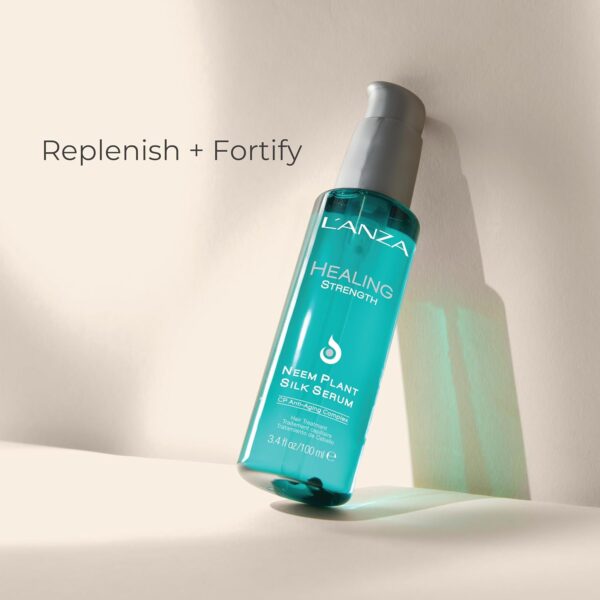 L'ANZA Healing Strength Neem Plant Silk Hair Serum, Neem Oil Anti Frizz Damaged Hair Treatment, Nourishes, Strengthens, Boosts Shine, and Prevents Breakage From Split Ends, New Bottle (3.4 Fl Oz)