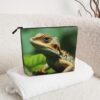 Linen Makeup Bag For Women, Waterproof Travel Cosmetic Organizer Lightweight Zipper Travel Toiletry Bag Organizer Animal Lizard Makeup Brushes Storage Bag