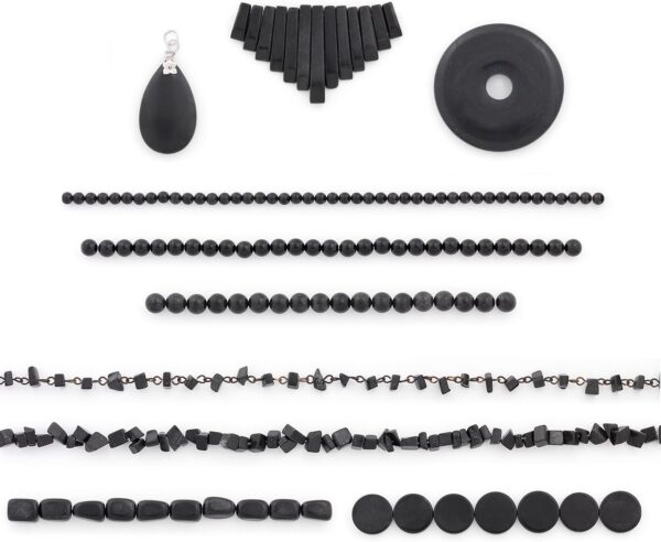 Expo International Blackstone Natural Gemstones, Versatile Jewelry Making Supplies, Vibrant Gemstone Beads, Value Pack of About 220 Beads and Pendants, Black