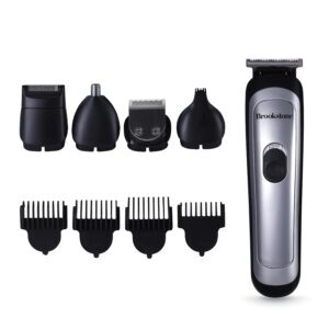 Brookstone - Hair & Beard Trimmer Kit, Precision Grooming for Hair, Beard, & Body with Adjustable Combs, Charging Base & Accessories (14-Piece)