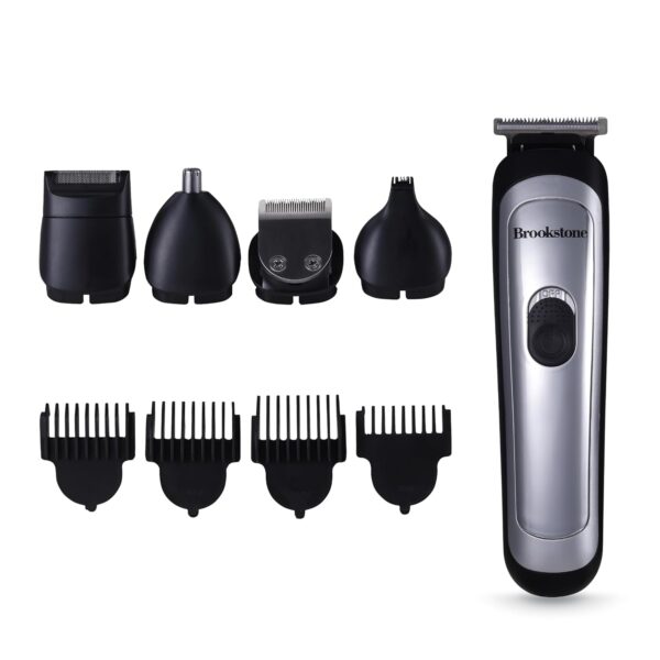 Brookstone - Hair & Beard Trimmer Kit, Precision Grooming for Hair, Beard, & Body with Adjustable Combs, Charging Base & Accessories (14-Piece)