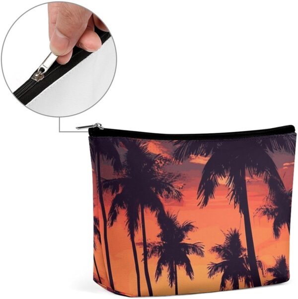 Makeup Bag for Women Cosmetic Bags Palm Tree Summer Sunset Travel Toiletry Bag Cute Zipper Make Up Bags Large Capacity Makeup Case Organizer Portable Makeup Pouch for Travelling Gift