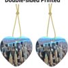 Christmas Ceramic Heart Pendant Decoration for Tree Hanging in Festive Season New York City Scenery Prints