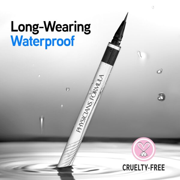 Physicians Formula Eye Booster Super Slim Liquid Eyeliner, Waterproof Precision with a Lash-Boosting Complex, Natural Finish, & Sensitive Skin Approved, Cruelty-Free & Vegan -Ultra Black