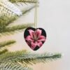 Christmas Ceramic Heart Pendant Decoration for Tree Hanging in Festive Season Polka Dot Pink Flower Prints