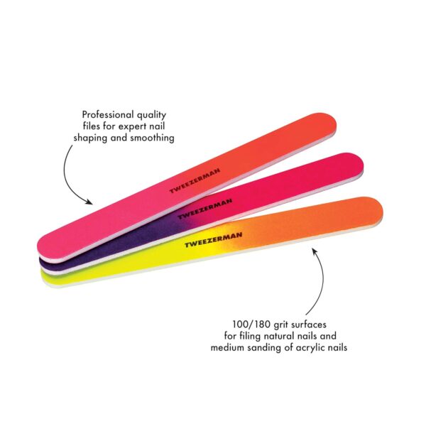 Tweezerman Piece Neon Hot Nail Files, Assorted 3 Count