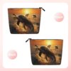 Linen Makeup Bag For Women, Waterproof Travel Cosmetic Organizer Lightweight Zipper Travel Toiletry Bag Organizer Dolphin And Sunset Makeup Brushes Storage Bag