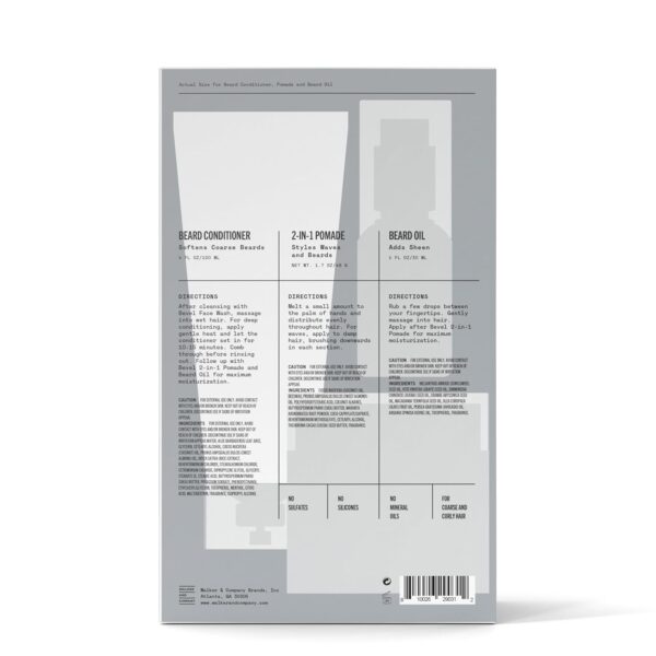 Bevel Mens Beard Grooming Kit - Includes Beard Conditioner, Beard Balm and Beard Oil to Soften, Hydrate and Strengthen Beard and Reduce Skin Irritation and Redness (Packaging May Vary)