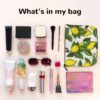 Linen Makeup Bag For Women, Waterproof Travel Cosmetic Organizer Lightweight Zipper Travel Toiletry Bag Organizer Yellow Fresh Lemons Makeup Brushes Storage Bag